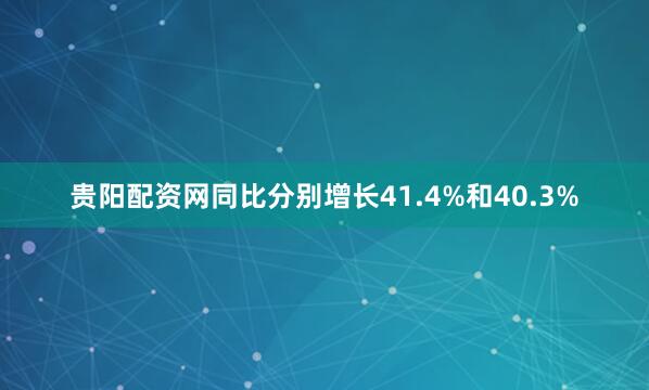 贵阳配资网同比分别增长41.4%和40.3%